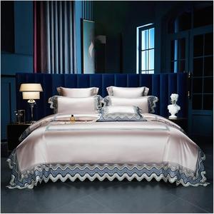 YUSIWOAL Роскошный комплект постельного белья из винтажного атласного жаккарда и египетского хлопка с кружевной отделкой