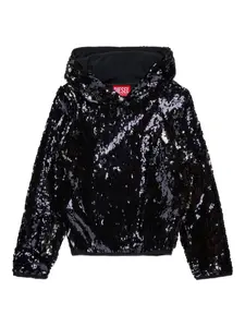 Худи с пайетками Diesel Kids, черный
