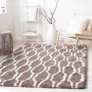 Ковер SAFAVIEH, 244 x 305 см, Barcelona Shag Collection Silver / Ivory BSG322B ручной работы геометрический