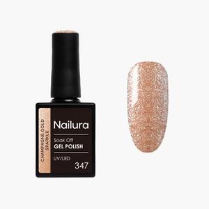 Гель-лак 347, цвет шампанского с золотыми блестками, 10 мл Nailura