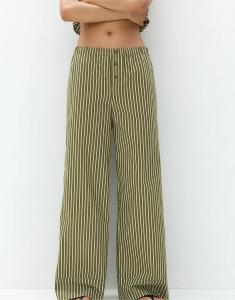 Пижамные штаны Pull&Bear в полоску зеленого цвета