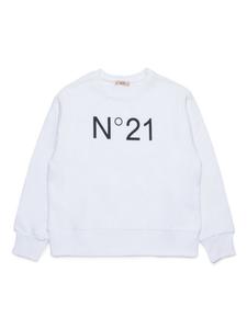 Nº21 Kids хлопковая толстовка с логотипом, белый