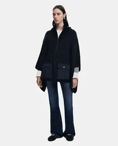 Пончо с капюшоном и карманами Desigual, бежевый