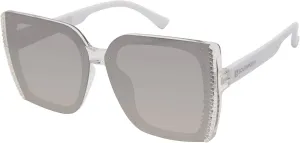 Женские квадратные солнцезащитные очки Southpole 1095sp с декоративными линзами UV400. Стильный подарок для нее, квадратные солнцезащитные очки 64 мм, Crystal White