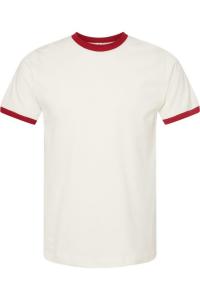 Футболка Ringer из тонкого джерси Tultex Unisex, цвет vintage white/ rio red