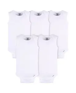 Белые комбинезоны без рукавов для мальчиков и девочек, упаковка 5 шт Gerber, белый
