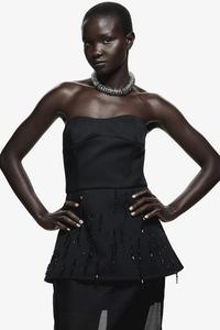 Топ-Бандо с вышивкой H&M, черный