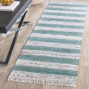 Ковер SAFAVIEH, 69 x 115 см, Montauk Collection, Ivory & Charcoal, ручной работы, полосатый с бахромой, хлопковый, идеально для помещений с высокой проходимостью: прихожая, гостиная, спальня (MTK720B)