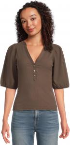 Футболка Madewell Mixy V Neck Puff Tee, цвет Roasted Chicory