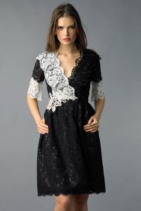 Черно-белое коктейльное платье Basix Black Label, Multi