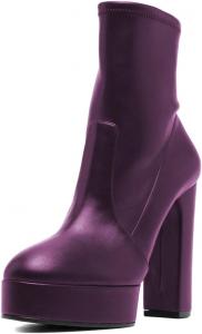 Женские классические ботильоны на платформе с эластичной вставкой, на высокой массивной подошве, с закрытым носком, без застежки, повседневная рабочая обувь, размер 4-16 US Wo wagas, Purple