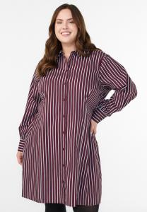 Платье Zizzi GESTREIFTES MIT GUMMIZUG IN DER TAILLE, Tawny Port W Stripe/Bordeaux