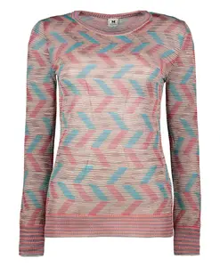 Свитер с круглым вырезом и зигзагообразным узором M Missoni, мультиколор
