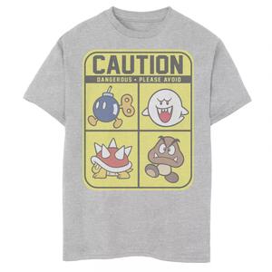 Футболка с рисунком Nintendo Super Mario Caution Dangerous Foes для мальчиков 8–20 лет Licensed Character