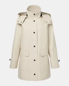 Женский короткий гладкий плащ Woman El Corte Inglés, песочный