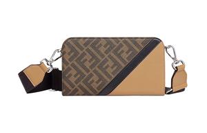 Кожаная сумка-кроссбод мужская коричневая FENDI с кошельком