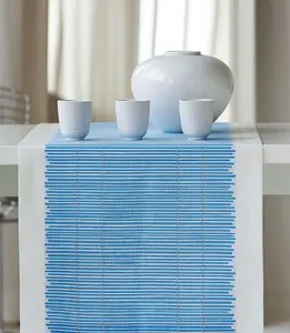 APELT дорожка для стола "3033 Loft Bamboo Mat", (1 шт.) 48х140 см, синий/белый