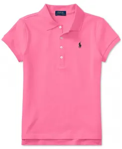 Плотная хлопковая поло-рубашка с сетчатой вставкой для девочек постарше Polo Ralph Lauren, розовый