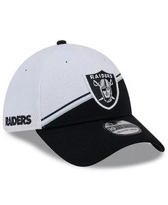 Мужская бело-черная кепка Las Vegas Raiders 2023 Sideline 39THIRTY Flex New Era