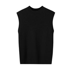 Женский вязаный топ-жилет с ребристым воротником Clearflower, Black