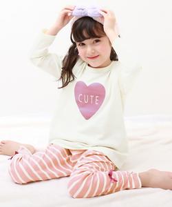 Детская пижама с длинными рукавами и ленточной отделкой, 100% хлопок, коллекция осень/зима 2025 Devirock, цвет 001-Heart-Off White