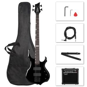 Басс гитара Glarry Burning Fire Electric Bass Guitar HH Pickups w/ 20W Amplifier Black