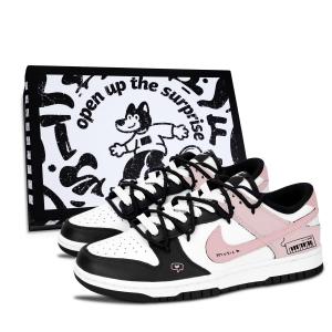 Nike Dunk Black White, городской шикарный стиль, устойчивость к скольжению, устойчивость к истиранию, легкая амортизация, низкий верх