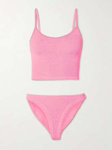Бикини с бретельками из сирсакера Hunza G, розовый