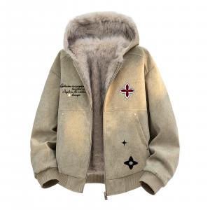 Пуховик Unisex с капюшоном и флисовой подкладкой HUANQIU, светло-коричневый