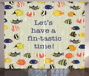 Шторы ABAKUHAUS в морском стиле, забавная фраза Рыба, ныряющая, универсальные ленточные шторы для гостиной с петлями и крючками, 280 x 225 см, разноцветные Abakuhaus