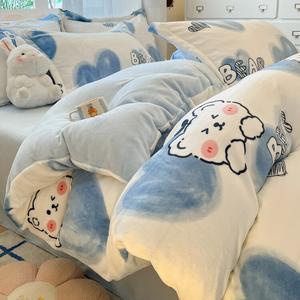 Antarctic Пододеяльник 200х230 см из молочного вельвета, утепленный, с рисунком Heart Bear