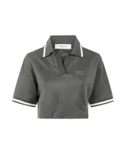 Зеленая футболка-поло с отворотом Golden Goose, зеленый