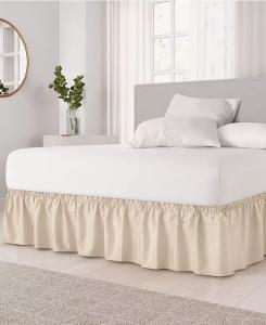 Эластичная юбка с рюшами вокруг кровати высотой 12 дюймов CGK Unlimited, бежевый