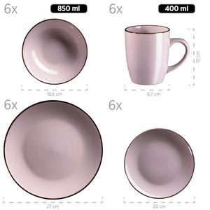 Комбинированный сервиз металлический обод из 24 частей Mäser, темно-розовый