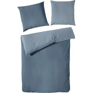 Двустороннее постельное белье Primera "Катя", двухцветное, с мелким графичным рисунком, размером от 135х200 см, цвет denimblau