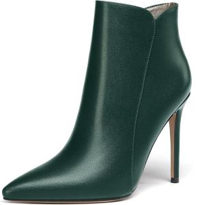 Женские ботильоны WAYDERNS с боковой молнией, заостренным носком, матовыми, на шпильке, 4 дюйма, Dark Green
