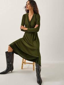 Платье миди Viv из бархата Monsoon, Khaki