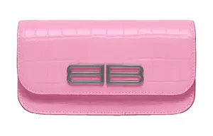 Сплетница Сумка через плечо с крокодиловым принтом из тисненой кожи, кошелек, розовый Balenciaga