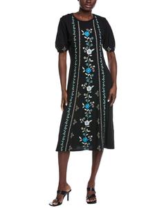 Платье Johnny Was с рукавами-фонариками и швами Johnny Was, черный