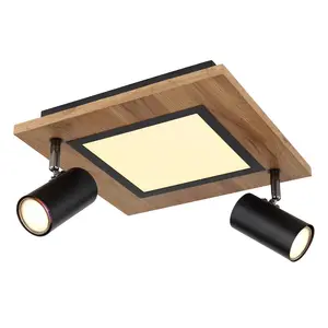 Светодиодный потолочный светильник ULLA с LED-модулем, теплый белый свет, потолочная лампа/гостиная/спальня/современный стиль/дерево Globo Lighting, черный