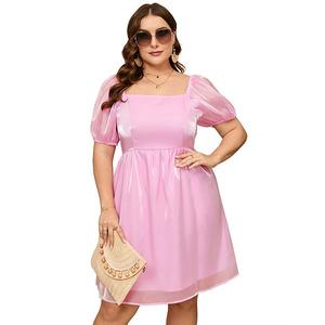 Платье-бэбидолл с квадратным вырезом из шифона для женщин plus size Seoria, Pink