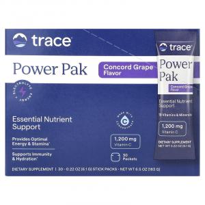Trace, Power Pak, Essential Nutrient Support, виноград Конкорд, 30 пакетиков в стиках по 6,1 г (0,22 унции)