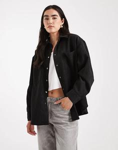 Рубашка свободного кроя из вельвета ASOS DESIGN черного цвета