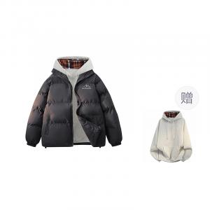 Пуховик Unisex с воротником стойкой утепленный HUANQIU, темно-серый (free plaid sweatshirt)