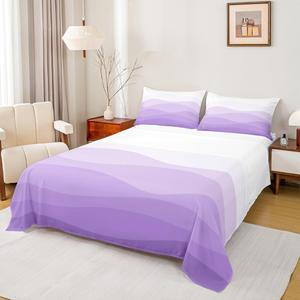 Erosebridal Комплект постельного белья Wave Ombre белый и фиолетовый градиентный морской стиль, Purple White