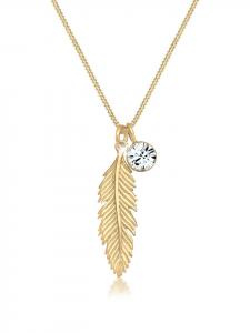 Elli Колье с пером из серебра 925 пробы, в стиле бохо, с золотым покрытием