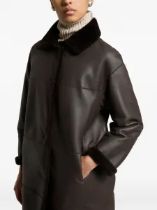 Пальто с искусственным меховым воротником Peserico, коричневый