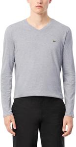 Мужская футболка Lacoste с длинным рукавом и V-образным вырезом, Silver Heathered