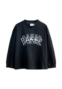 Футболка с длинными рукавами и v-образным вырезом и графическим принтом Baker By Ted Baker, Grey
