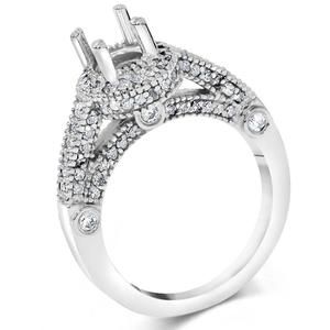 Винтажное кольцо с гало 3/4 карата, белое золото 14 карат Pompeii2, 14K White Gold